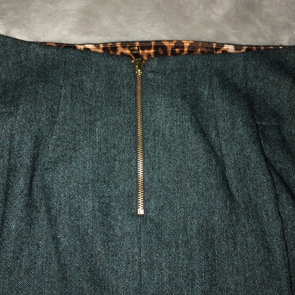Teal Tweed Skirt Pencil Back Zipper - Picture 6 of 10